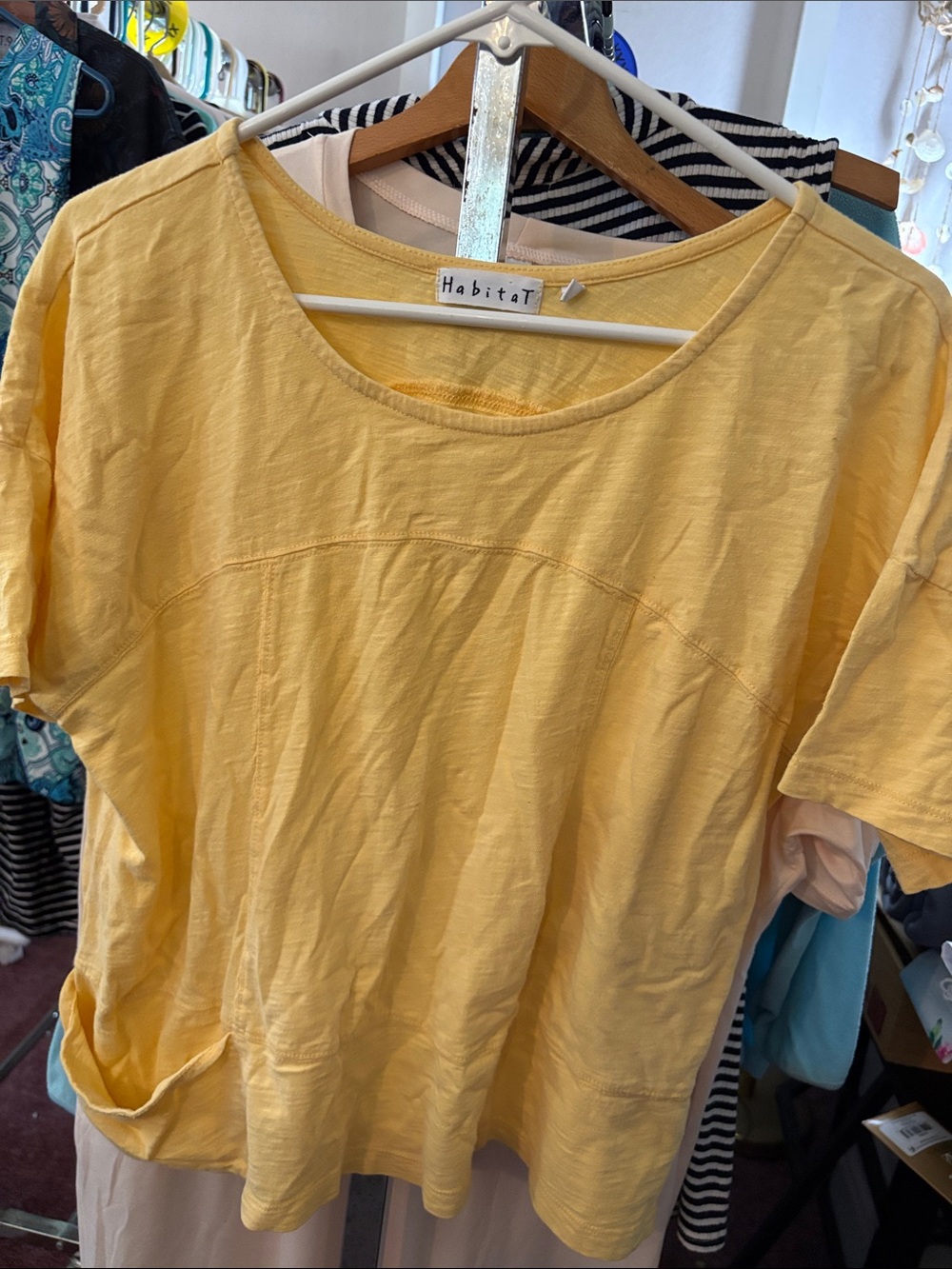 Habitat Pale Yellow Short Sleeve Scoop Neck Top